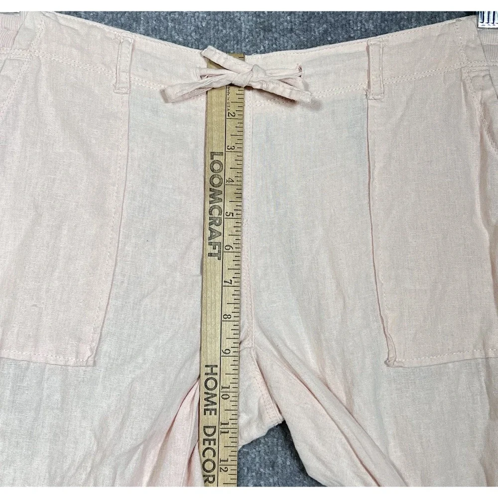 Alexander Jordan Linen Blend Pants Women Size Small Pink Pockets Drawstring
